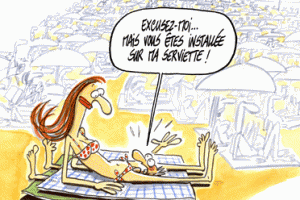 dessin : Affluence record sur les plages