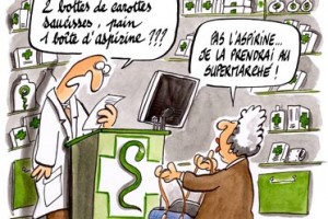dessin : Les pharmaciens inquiets sur l'avenire de leur profession