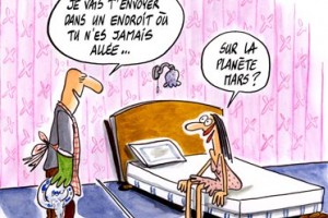dessin de presse : Expérience des femmes couchées depuis 60 jours...terminée !