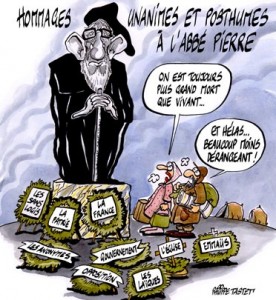 dessin : Hommages unanimes et posthumes à l'abbé Pierre