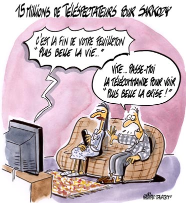 dessin : 15 millions de téléspectateurs pour Sarkozy